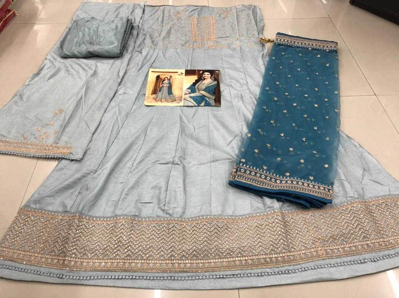 Silk Embroidery Gown With Dupatta - MYLUXURY LANE ENTERPRISE